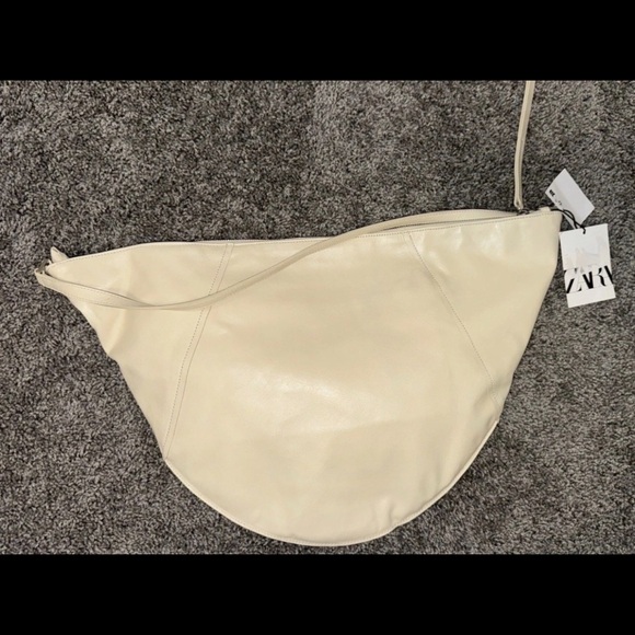 Zara Cream Shoulder Leather Bag - Picture 2 of 6